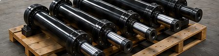 Rebuilt hydraulic cylinders ready for return